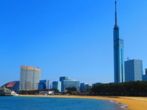 海辺にそびえるランドマーク「福岡タワー」